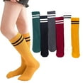 thumbnail image 1 of Esaierr Kids Baby Girls Cotton Knee High Socks Vertical Bar Two Bar Mid-Calf Socks Students Knee Socks Sports Socks 3 Pairs, 1 of 8