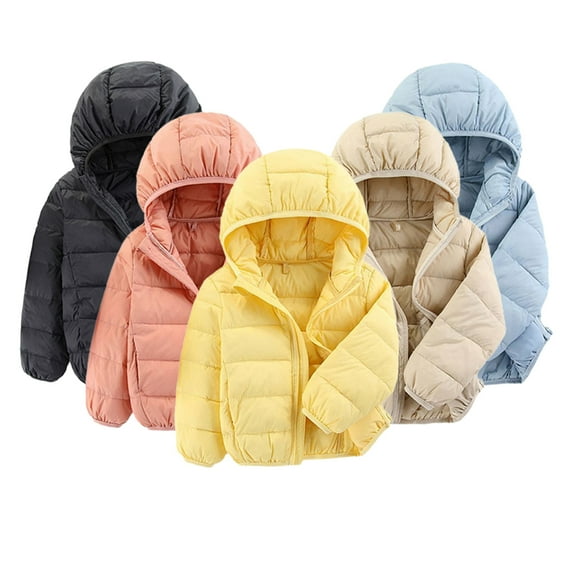 Esaierr Kids Baby Girls Down Jacket Toddler Light Puffer Winter Coat, Boys Girls Warm Solid Color Cotton Snowsuit Jacket Sizes 2-14T
