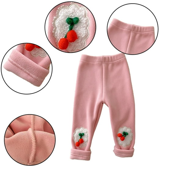 Esaierr Kids Baby Girls Fleece Lined Leggings Toddler Thickened Warm Trousers Pants Newborn Casual Tights Little Girls Thermal Active Cotton Bottoms Length Pants,Size 9M-6Y