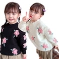 thumbnail image 1 of Esaierr Kids Baby Girls Knit Sweater Pullover Flower Sweater Toddler Sweater Long Sleeve Sweet Top Fall Winter Coat for 1-8Y, 1 of 1