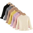 thumbnail image 1 of Esaierr Kids Toddler Fall Winter Knit Sweaters Underlay for Girls,Baby Warm Jumper Bottom Plush Half High Collar Ruffle Casual Autumn Winter Thermal Pullover Knit,Size 1-5Y, 1 of 7