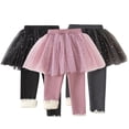thumbnail image 1 of Esaierr Kids Baby Girls Leggings with Skirt Warm Toddler Mesh Tutu Pants Winter Padded Thickened Trousers 1-8 Years, 1 of 9
