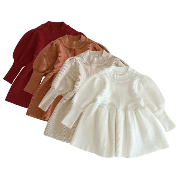 Esaierr Kids Baby Girls Long-Sleeve Dresses Infant Christmas Dress Tutu Party Skirts Princess Dresses Fashion Toddler Pullover Turtleneck Christmas Dress Autumn Winter Dresses Skirt for 6M-4T