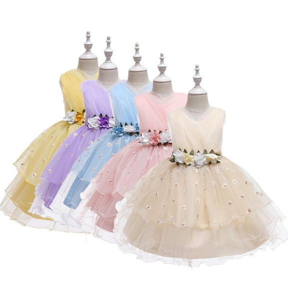 Esaierr Kids Baby Girls Princess Dresses Flower 2-10T Girl Dress Sequin Tutu Tulle Princess Wedding Bridesmaid Birthday Party Pageant Dress Evening Dress Wedding Dress
