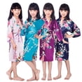 thumbnail image 1 of Esaierr Kids Baby Girls Silk Satin Robes Pajamas Little Big Boys Night-Robe Print Summer long Pj Youth Stylish floral print Bathrobe Sleepwear Home Clothing,Size 2-14T, 1 of 7
