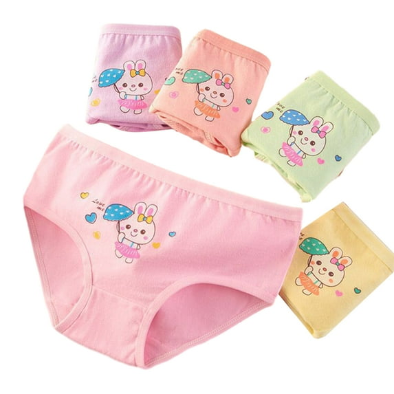 Esaierr Kids Baby Girls Soft Cotton Underwear 2-12Y Toddler Cool Breathable Comfort Panty Briefs Toddler Undies (Pack of 4)