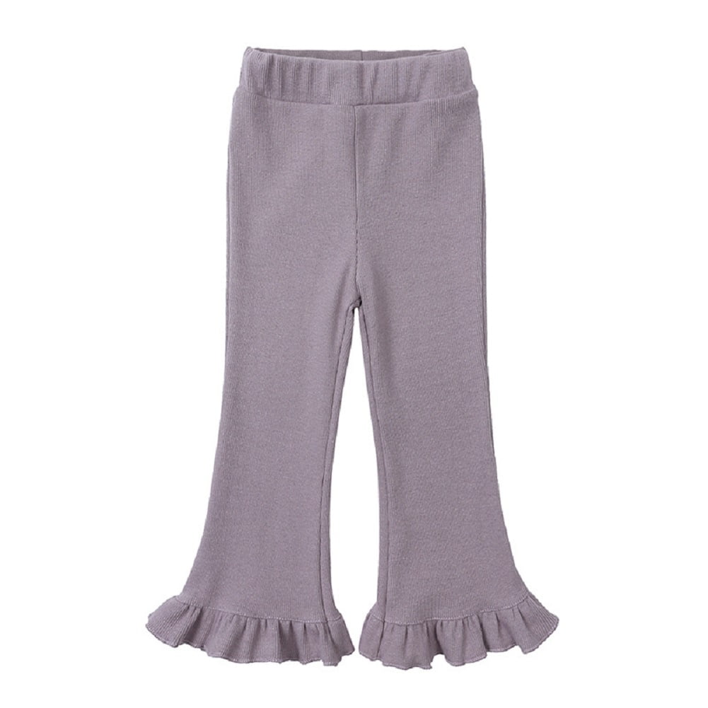 Esaierr Kids Baby Girls Stretch Cotton Flare Pants Infant Toddler Solid