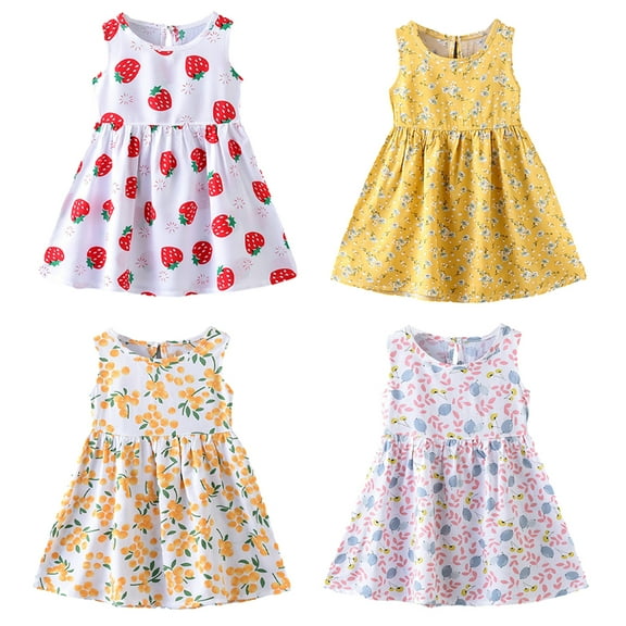 Esaierr Kids Baby Girls Summer Floral Dress Toddler Sleeveless Princess Skirt Pullover Vest Soft Cute Skirt Dresses Casual Dress Beach Skirt A-Line Skirt ,Sizes 1-8T