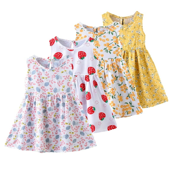 Esaierr Kids Baby Girls Summer Floral Dress Toddler Sleeveless Princess Skirt Pullover Vest Soft Cute Skirt Dresses Casual Dress Beach Skirt A-Line Skirt ,Sizes 1-8T