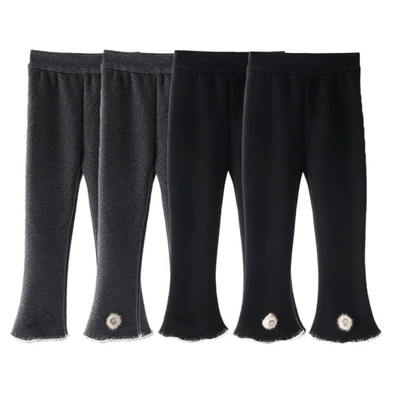 Esaierr Kids Baby Girls Thickened Flare Leggings for 1-9T Fall Winter Versatile Flare Pants Toddler Solid Colors Bottoms Warm Long Pants Trousers