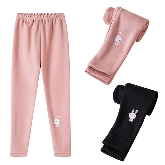 Esaierr Kids Baby Girls Winter Warm Leggings Teen Cotton Fleece Lined Tights Pants Toddler Thick Stretchy Skinny Fall Winter Padded Trousers Bottoms for 2-13 Years