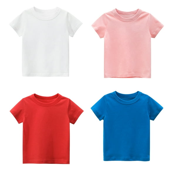 Esaierr Kids Baby Short Sleeve T-Shirts for Boys Girls,Toddler Tees Summer Crewneck Cotton T-Shirts Athletic Soft Solid Color Shirt for 1-9Y