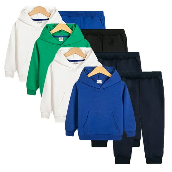 Esaierr Kids Baby Spring Fall 2Pcs Tracksuit Sweatpants Outfit for 2-12 Years Pullover Hoodie Jogging Pants Set,2Pcs Sweatsuit Teenager Clothes Boys Girls Sweat Suits