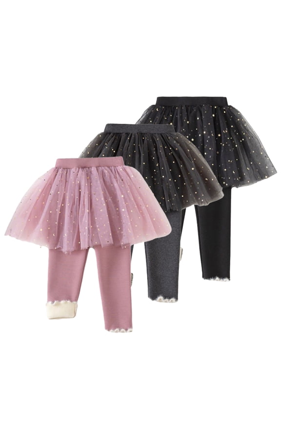 Kids Baby Spring Fall Leggings Pants with Skirt for Girls Bottoms Trousers Elastic Bottoms Toddler Warm Girls Tutu Skirt Pants for 1-8Y