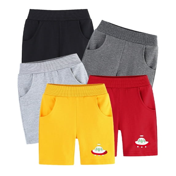 Esaierr Kids Baby Summer Shorts for Boys,Toddler Short Pants Elastic Waist Short Pants Little Boys Solid Color Casual Stylish Athletic Cotton Five-Quarter Pants,Sizes 1-9Years