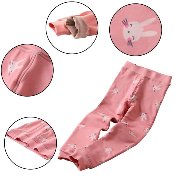 Esaierr Kids Baby Toddler Boys Girls Winter Leggings Kids Cartoon Printing Cotton Pants Kid Thick Warm Stretch Pants for 2-7 Years Old
