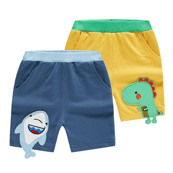 Esaierr Kids Baby Toddler Boys Summer Shorts Pants Boys Elastic Waist Dinosaur Cotton Shorts Kids Solid Short Pants,Sizes 1-10T