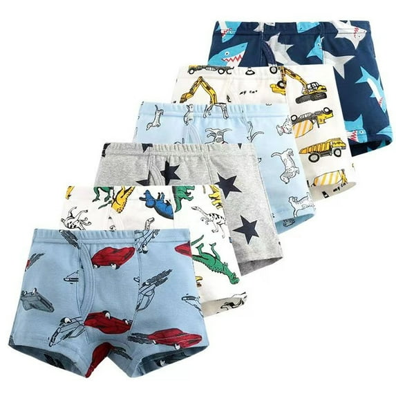 Esaierr Toddler Boys Underwear Cotton Boxer Briefs 3-Pack Soft Baby Boxer Shorts for Cartoon Dinosaur Four Seasons Panties for Kids 3T-7T
