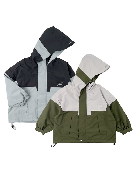 Kids Baby Windbreaker Jackets Outerwear for Baby Spring Fall Jacket Rain Jackets Packable Zip Hooded Patchwork Color Trench Dust Little Boys Girls Casual Coats,Sizes 2-10Y