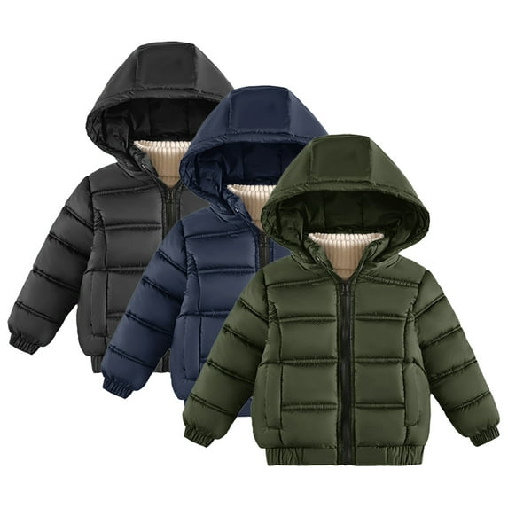 Esaierr Kids Baby Winter Cotton Outerwear for Boys Hooded Puffer Jacket Water Resistant Warm Winter Coat Soft Winter Outerwear Jacket Clothes 1-5 Years