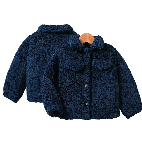 Esaierr Kids Baby Winter Fleece Jacket for Girls，Autumn Winter Warm Outwear Toddler Cute Button Lapel Thickened Warm Jacket Coat for 4-7Y