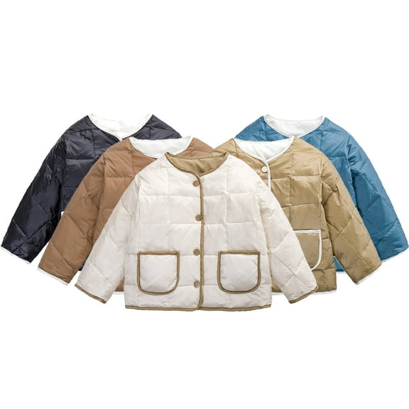 Esaierr Kids Baby Winter Puffer Coat for Boys Girls 1-6Y Toddler Warm Puffer Down Jacket Lightweight New Autumn Winter Down Outwear With Pocket