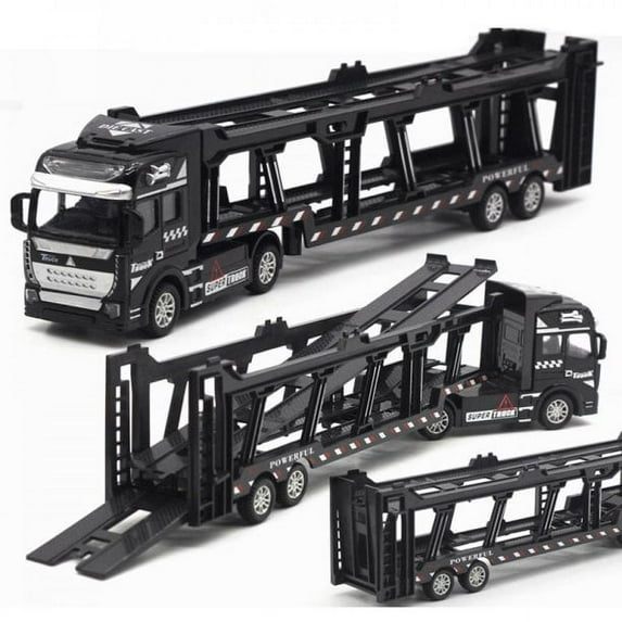 Esaierr Kids Boys Alloy Toy Car Tractor Car Flat Bed Truck Transport Car Boiley Car Model Toy Black