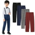 thumbnail image 1 of Esaierr Kids Boys Fit Formal Dress Pants Flat Front Slim Slacks for Spring Autumn Juniors Adjustable Waist Suit Pants Toddler Performances Trousers 1-14T, 1 of 9