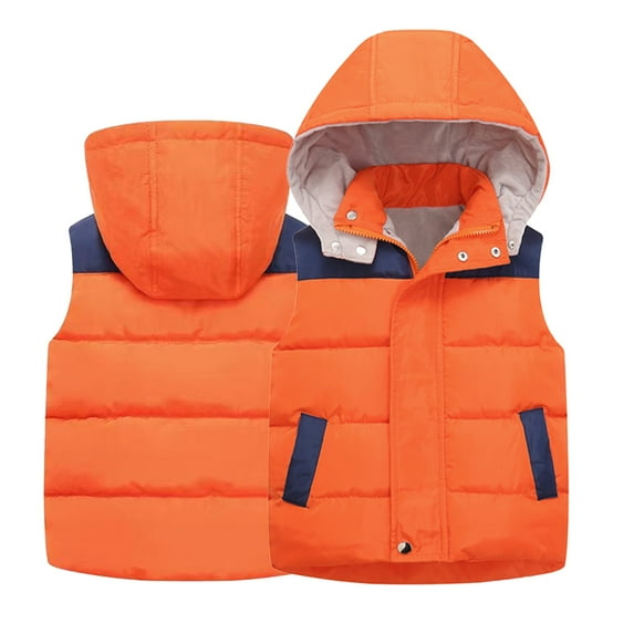 Esaierr Kids Boys Girls Padded Vest Toddler Hooded Zipper Sleeveless Jacket Puffer Vest Outwear for 1-12Y
