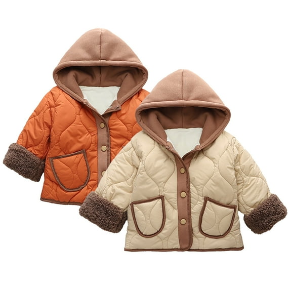 Esaierr Kids Boys Girls Winter Cotton Jacket Coats for Toddler Hooded Fleece Coats 9M-7Y Baby Fall Winter Thick Snowsuit Warm Puffer Cotton Outerwear Jacket