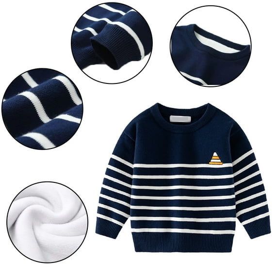 Esaierr Kids Boys Pullover Sweater Shirt for Toddler Baby Long Sweater Sleeve Padded Winter Top for 1-7Y