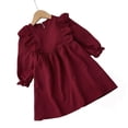 thumbnail image 1 of Esaierr Kids Classic Solid Dress Long Sleeve Round Neck A Line Swing Dress Spring Autumn Dresses 2-7Y, 1 of 7