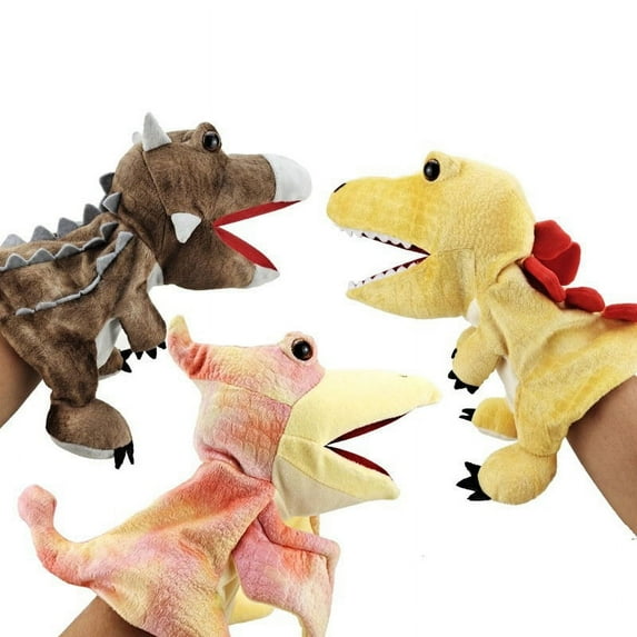 Esaierr Kids Dinosaur Hand Puppet Toys Baby Hand Puppets Toys Soft Plush Dinosaur Finger Puppets Toy for Age 3+