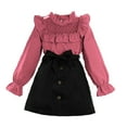 thumbnail image 1 of Esaierr Kids Fall Winter Dresses Outfits for Girls Lace Splicing Polka Dot Long-Sleeved Tops Dress Set 8-12 Years Old, 1 of 9