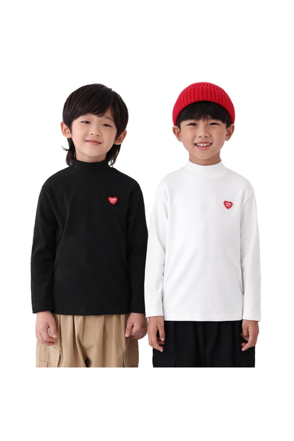 Kids Fall Winter T-Shirt Undershirt for Boys Soft Boy's Fall Winter Poly Turtleneck Athletic Tees Youth Thermal High Neck Long Sleeve Solid Color T-shirt Simple for 3-14Y