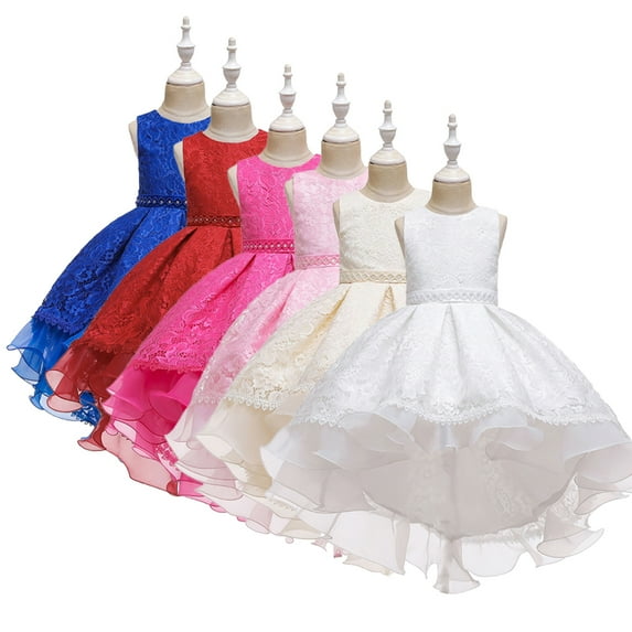 Esaierr Kids Girl Dress Sleeveless Lace Tulle Skirt 3-14Y Baby Girls Lace Party Dresses Flower Princess Dress Princess Dress Wedding Dress Mother of the Bride Dresses Flower Girl Dress