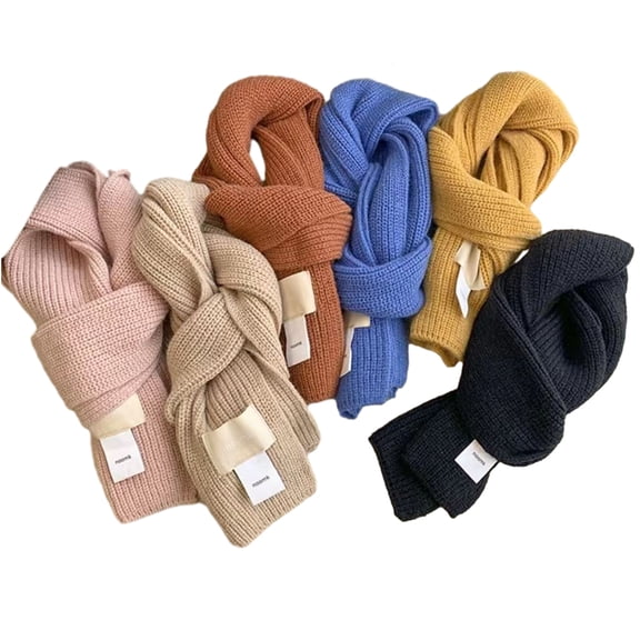 Esaierr Kids Girls Boys Knit Scarf Toddler Solid Colour Scarf Baby Warm Long Scarf Winter Scarf