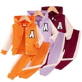 thumbnail image 1 of Esaierr Kids Girls Boys Spring Fall Sweatshirt 2PCS Outfits Clothes Baby Long-Sleeved Hooded Color Collision A-Line Jacket Tops Jogger Pants Casual Set for 2-8 Years Old, 1 of 9