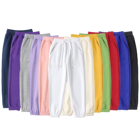 Esaierr Kids Girls Boys Warm Sweatpants Toddler Elastic Waist Fleece Lined Jogger Pants 4-12Y Teen Unisex Loose Trousers Fall Winter Sweat Bottoms Pants