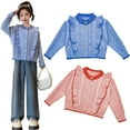 thumbnail image 1 of Esaierr Kids Girls Cardigan Sweaters Jacket Autumn New Big Girls Sweet Wind Lotus Leaf Edge Knitted Cardigan Outwear Toddler Knitted Coat for 3-12Y, 1 of 6