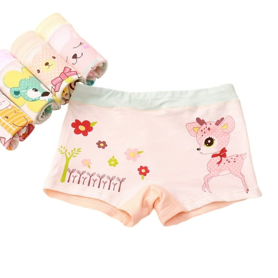 Esaierr Kids Girls Cotton Underwear for 4PCS Toddler Soft Underwear Classic Cartoon Colour Mix Match Cartoon Underwear for 2-12Y