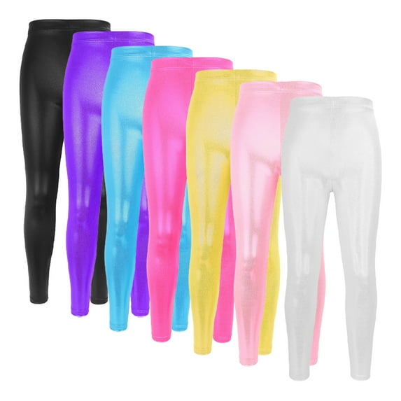 Esaierr Kids Girls Dance Leggings Toddler Sparkle Glitter Gymnastics Full Length Pants 3-13Y Kids Athletic Dancewear Leggings