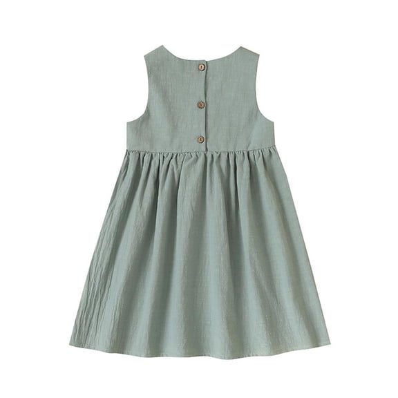 Esaierr Kids Girls Dress,Young Girl Cotton Linen Sleeveless Dress Toddler Tank Skirt Dress