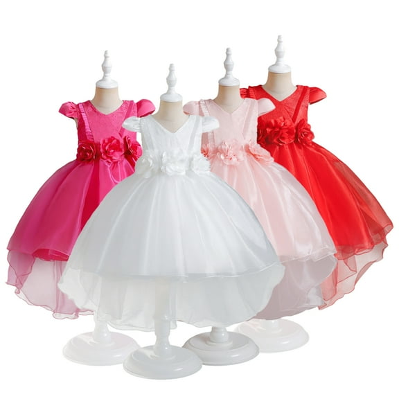 Esaierr Kids Girls Princess Dress 4-12Y Little Girls Party Wedding Formal Dress,Flower Tail Dress Dress,Toddler Teen Girl Dress Performance Host Dress Flower Girls Dresses