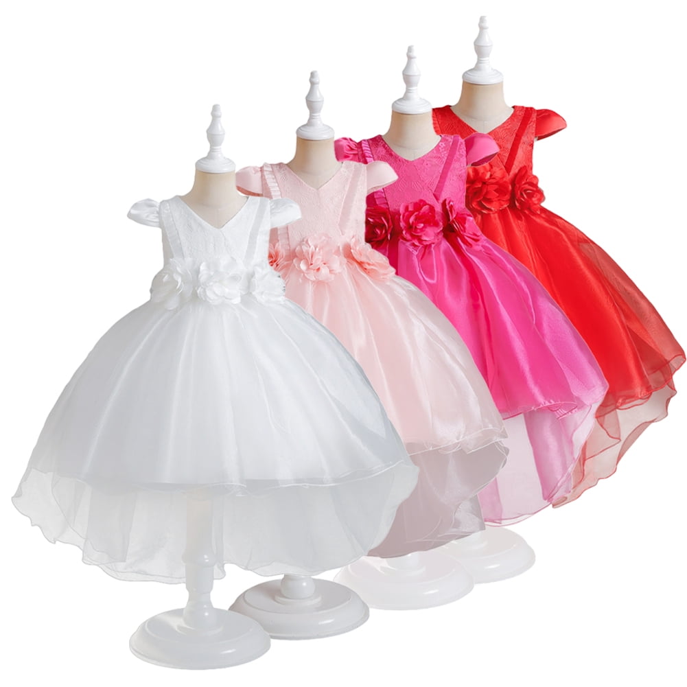Amazon.com: BluNight Collection Wedding Pageant Satin Flower Petal Baby Little  Flower Girls Dresses (16KD0B) Ivory Burgundy L: Clothing, Shoes & Jewelry