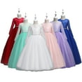 thumbnail image 1 of Esaierr Kids Girls Princess Dress 4-14Y Teen Girls Pageant Flower Dress Toddler Party Wedding Formal Dress Little Girls Lace Net Dress Girl Long Sleeve Dress Performance Host Dress Flower, 1 of 7