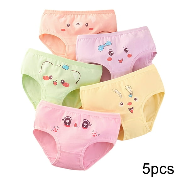 Esaierr Kids Girls Underwear Toddler Undies 2-12Y Baby Girls Cotton Panties Cartoon Briefs Panties 5-Pack