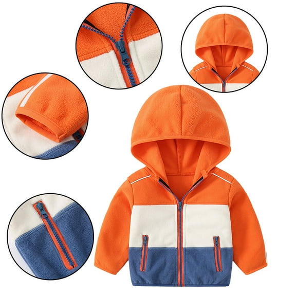 Esaierr Kids Hoodie Fleece Jacket for Toddler Baby Boys Winter Cotton Coat Zip Long-Sleeved Outerwear for 1-10Y