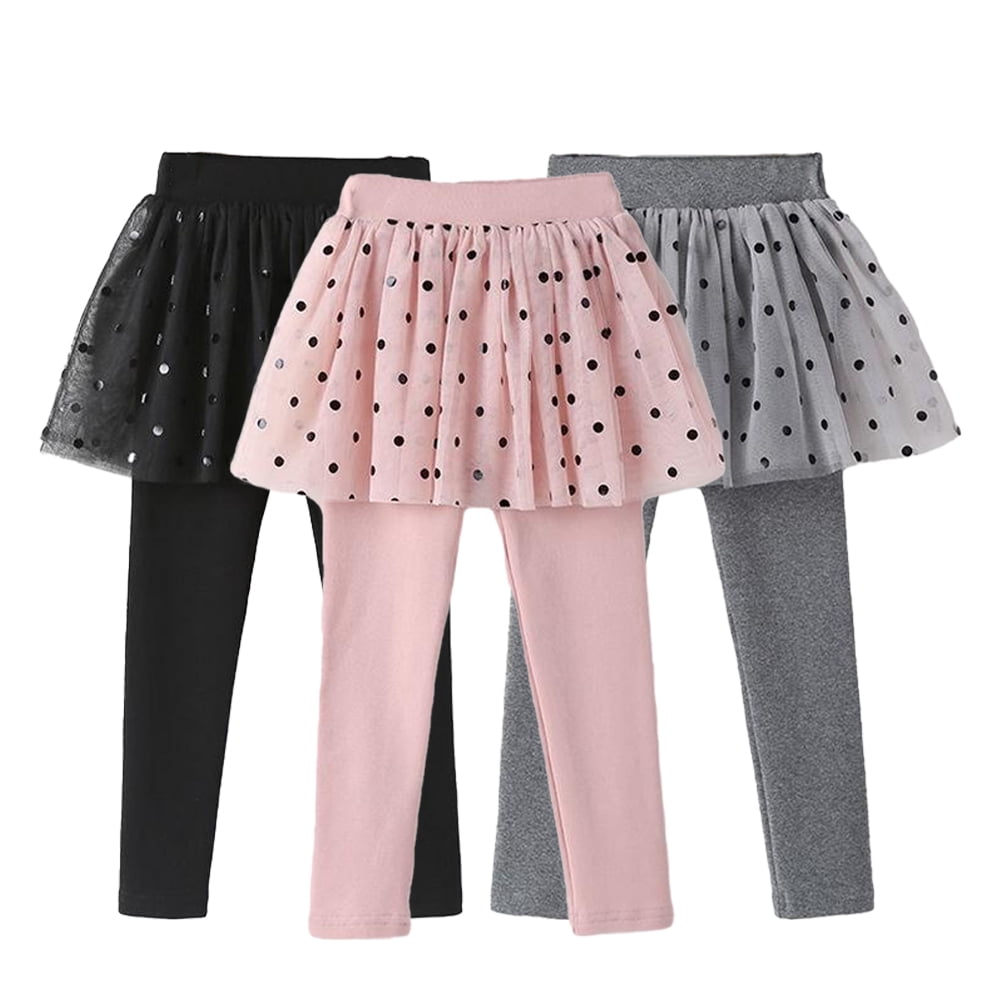 Esaierr Kids Leggings Little Girls Footless Leggings with Tutu Skirt