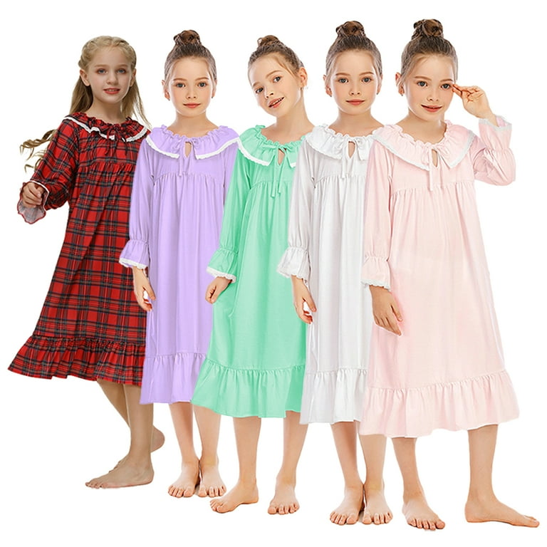 Esaierr Kids Princess Nightgown for Girls，long Sleeve Soft Mid